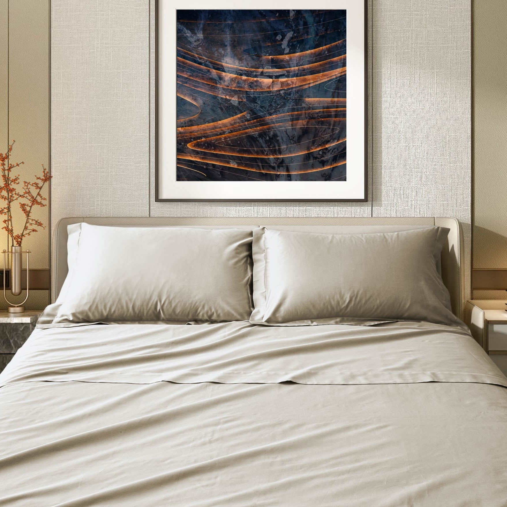 Completo Lenzuola Matrimoniale in Raso 100% Cotone - Atene Lenzuola Lisola