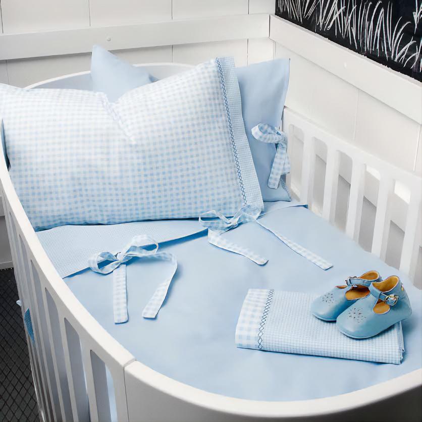 Completo Lenzuoline in Percalle di Puro Cotone con Fantasia a Quadretti - Pisolo Completo Lenzuolino Fazzini