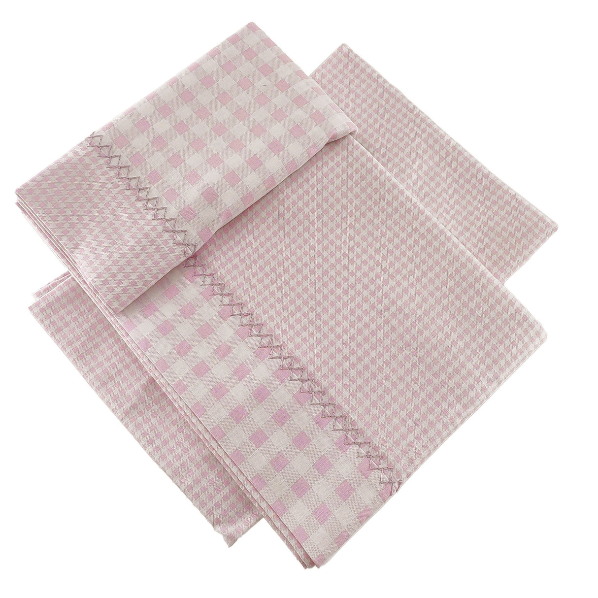 Completo Lenzuoline in Tela di Cotone con Fantasia a Quadretti - Pisolo Completo Lenzuolino Fazzini Lettino Rosa