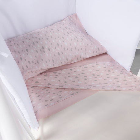 Completo Lenzuoline in Puro Cotone con Fantasia Stampata - Puff Completo Lenzuolino Lisola Baby