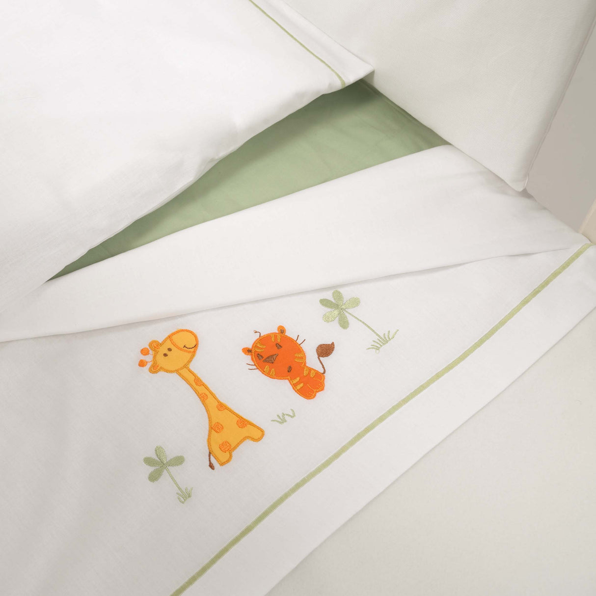Completo Lenzuoline in Puro Cotone Ricamato - Jungle Completo Lenzuolino Lisola Baby