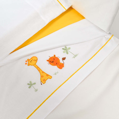 Completo Lenzuoline in Puro Cotone Ricamato - Jungle Completo Lenzuolino Lisola Baby