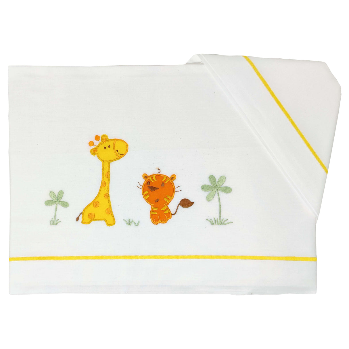 Completo Lenzuoline in Puro Cotone Ricamato - Jungle Completo Lenzuolino Lisola Baby Culla Giallo