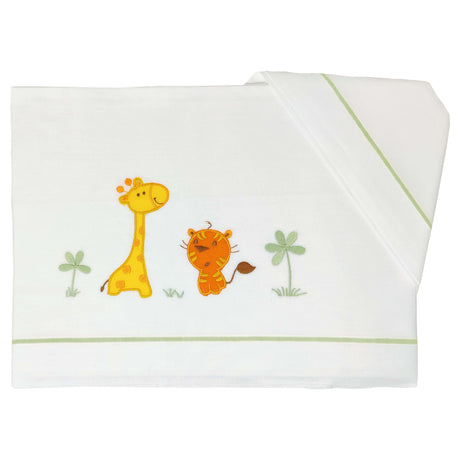 Completo Lenzuoline in Puro Cotone Ricamato - Jungle Completo Lenzuolino Lisola Baby Culla Verde