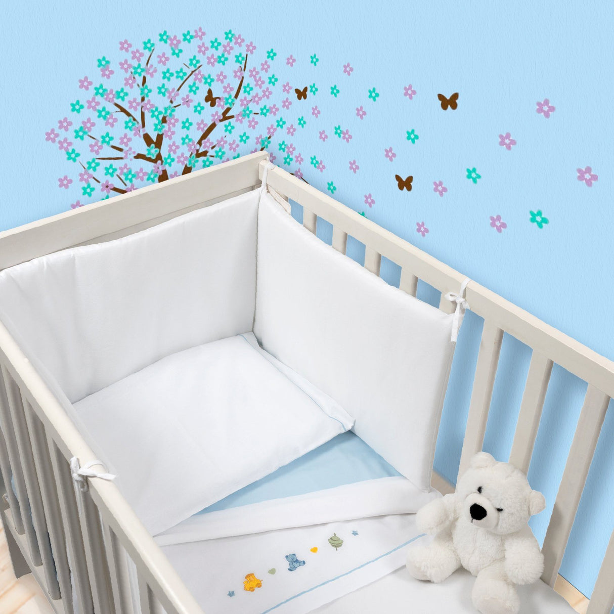 Completo Lenzuoline in Puro Cotone Ricamato - Toys Completo Lenzuolino Lisola Baby