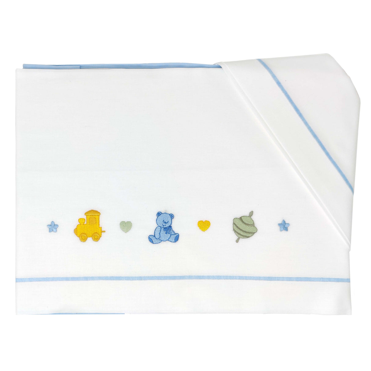Completo Lenzuoline in Puro Cotone Ricamato - Toys Completo Lenzuolino Lisola Baby
