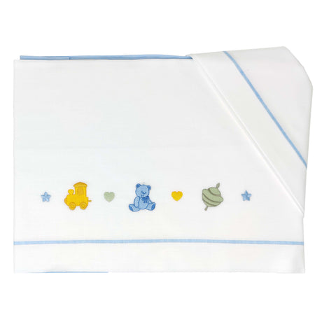 Completo Lenzuoline in Puro Cotone Ricamato - Toys Completo Lenzuolino Lisola Baby
