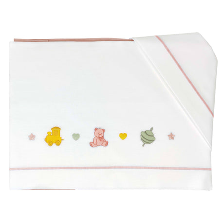 Completo Lenzuoline in Puro Cotone Ricamato - Toys Completo Lenzuolino Lisola Baby Culla Rosa
