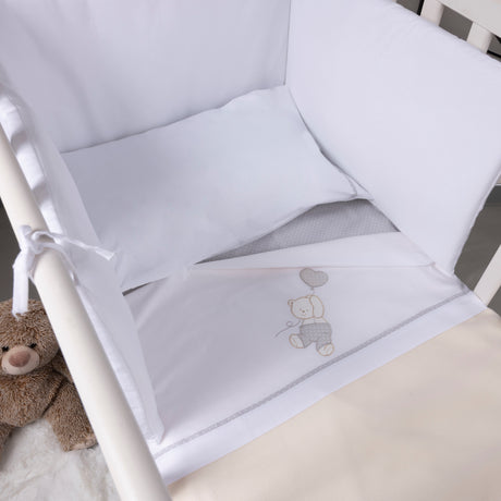 Completo Lenzuoline in Puro Cotone Fantasia Ricamata - Orsetto Completo Lenzuolino Lisola Baby