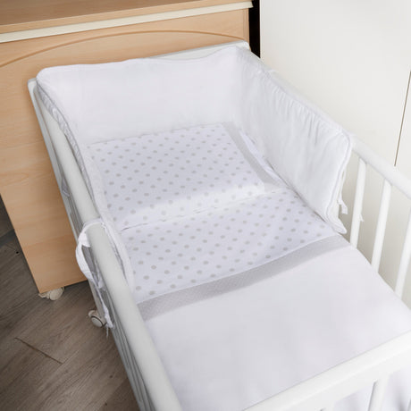 Completo Lenzuolino per Culla in Puro Cotone - Pois Completo Lenzuolino Lisola Baby