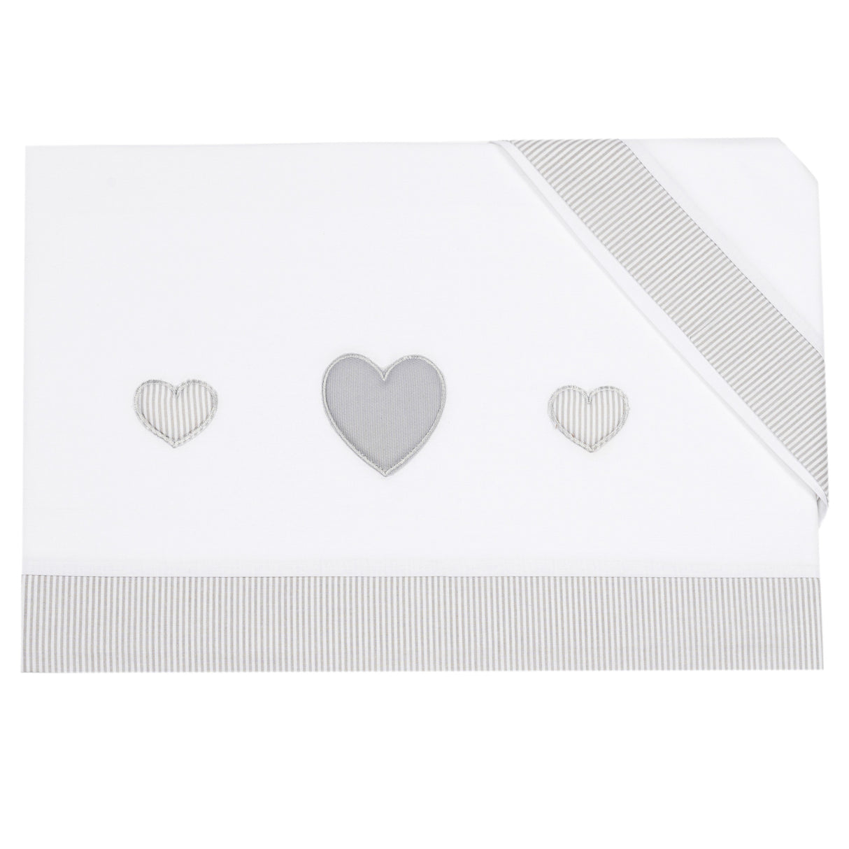 Completo Lenzuolino per Culla in Puro Cotone Ricamato - Aloy Completo Lenzuolino Lisola Baby Grigio