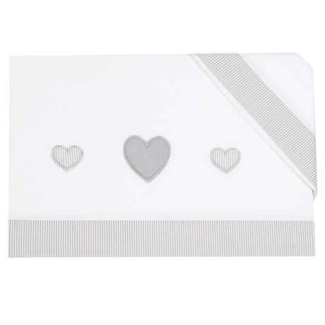 Completo Lenzuolino per Culla in Puro Cotone Ricamato - Aloy Completo Lenzuolino Lisola Baby Grigio