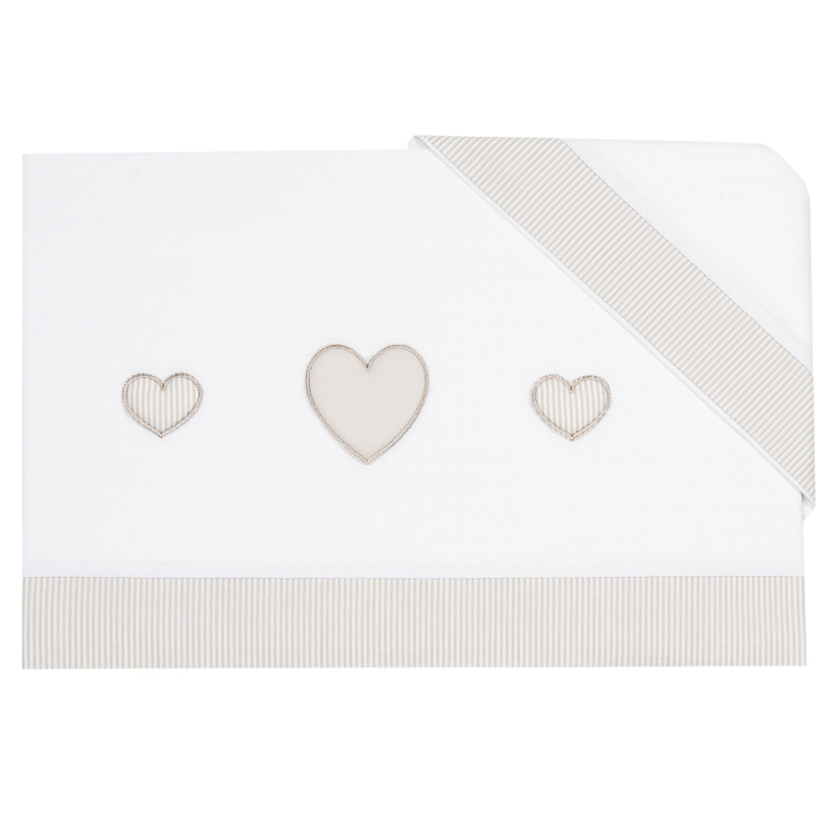 Completo Lenzuolino per Culla in Puro Cotone Ricamato - Aloy Completo Lenzuolino Lisola Baby Tortora