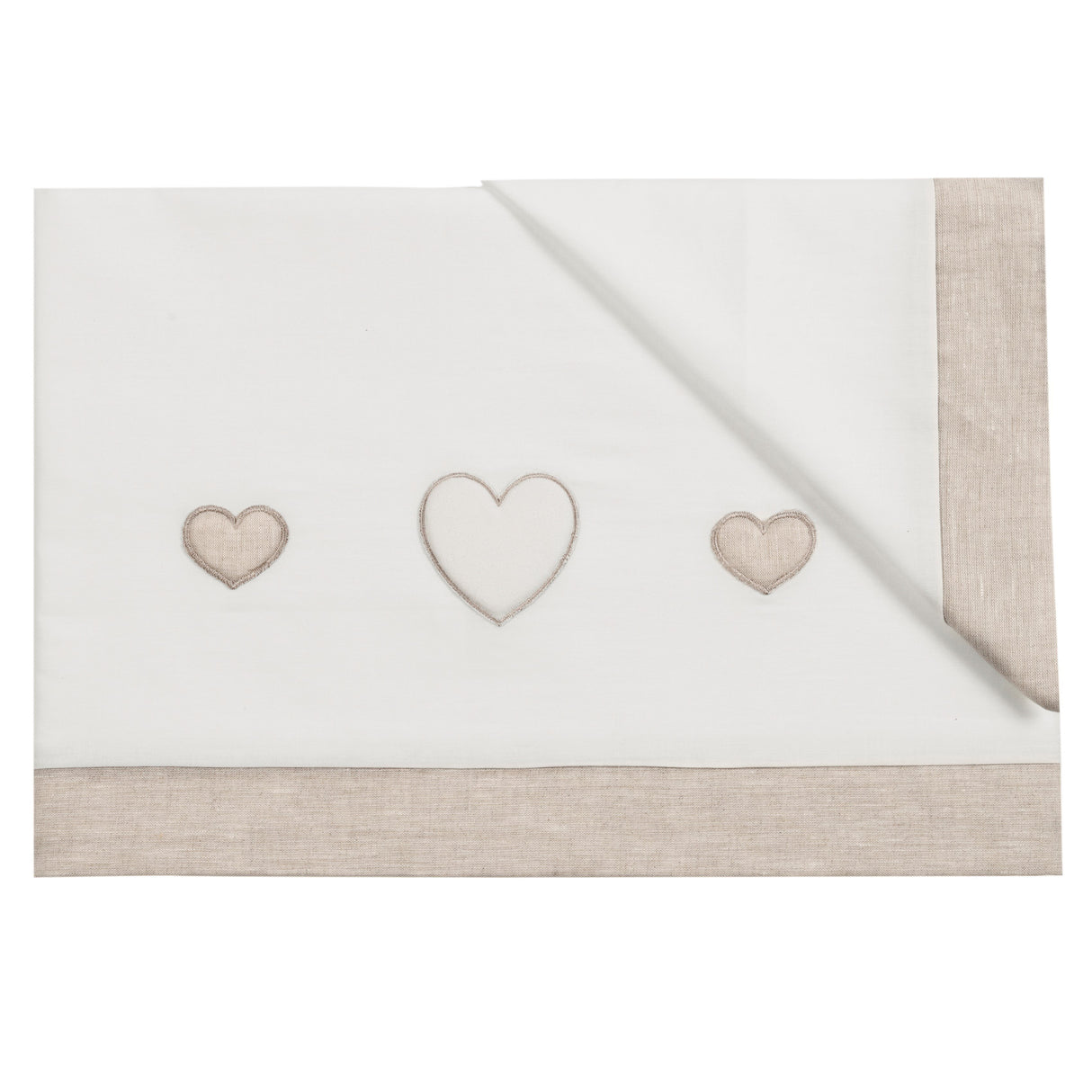 Completo Lenzuolino per Lettino in Puro Cotone Ricamato bordo in lino - Aloy Completo Lenzuolino Lisola Baby