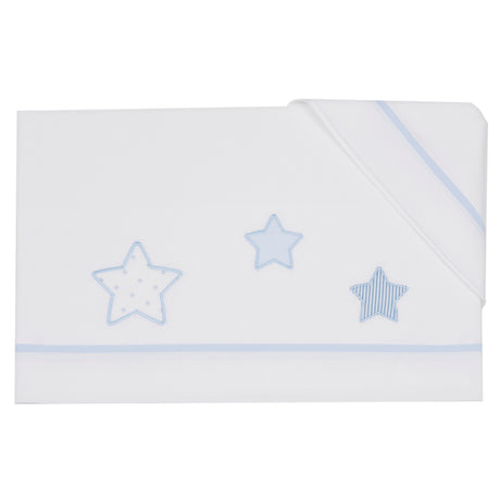 Completo Lenzuolino per Lettino in Puro Cotone Ricamato - Petit Etoile Completo Lenzuolino Lisola Baby Cielo