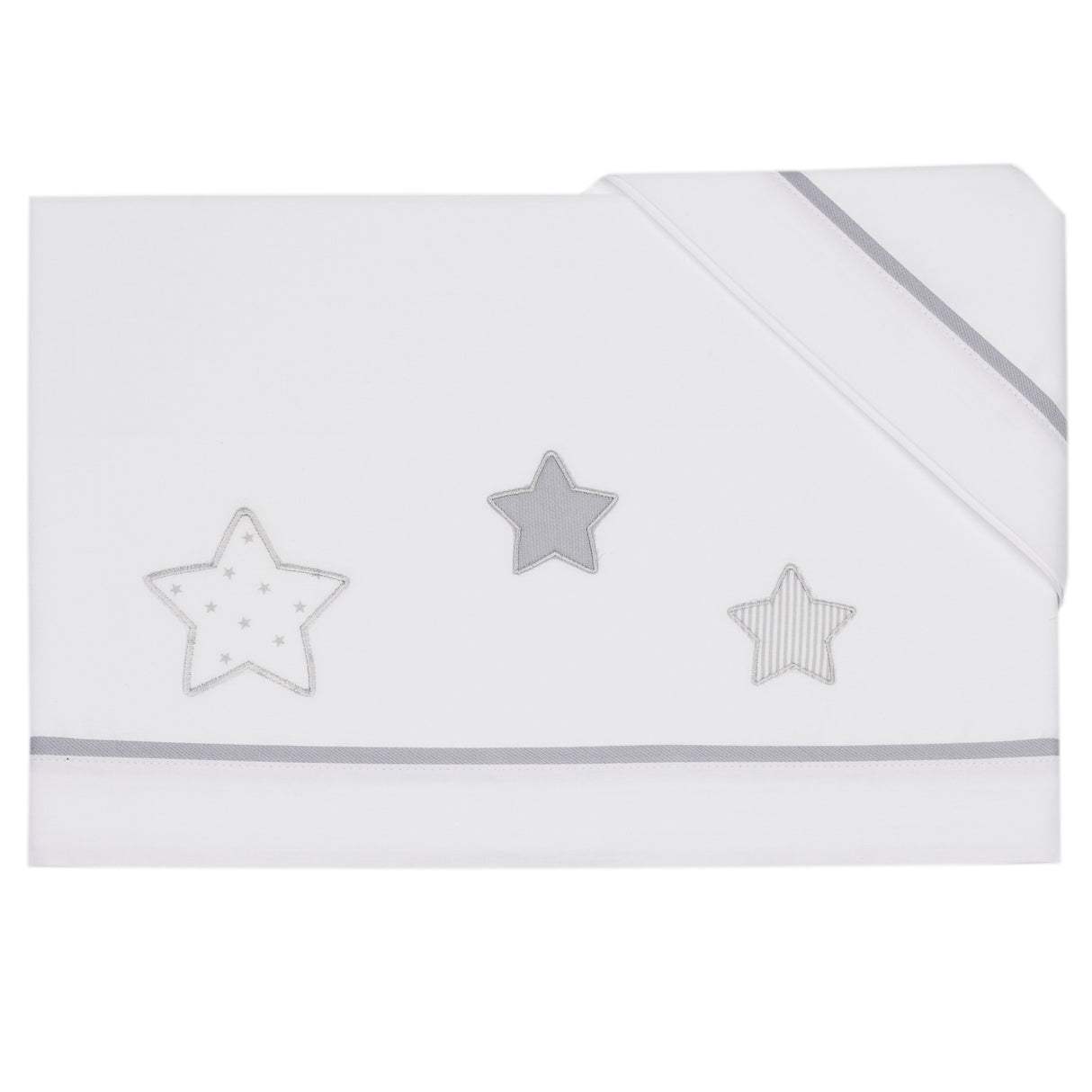 Completo Lenzuolino per Lettino in Puro Cotone Ricamato - Petit Etoile Completo Lenzuolino Lisola Baby Grigio