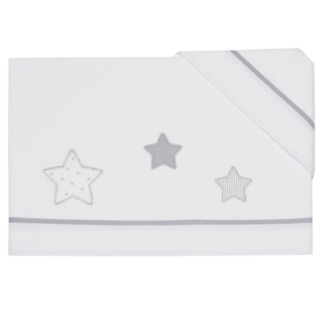 Completo Lenzuolino per Lettino in Puro Cotone Ricamato - Petit Etoile Completo Lenzuolino Lisola Baby Grigio