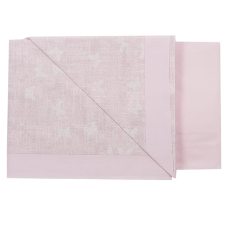 Completo Lenzuolino per Culla in Puro Cotone Ricamato - Butterfly Completo Lenzuolino Lisola Baby Rosa