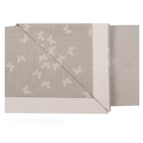 Completo Lenzuolino per Culla in Puro Cotone Ricamato - Butterfly Completo Lenzuolino Lisola Baby Tortora