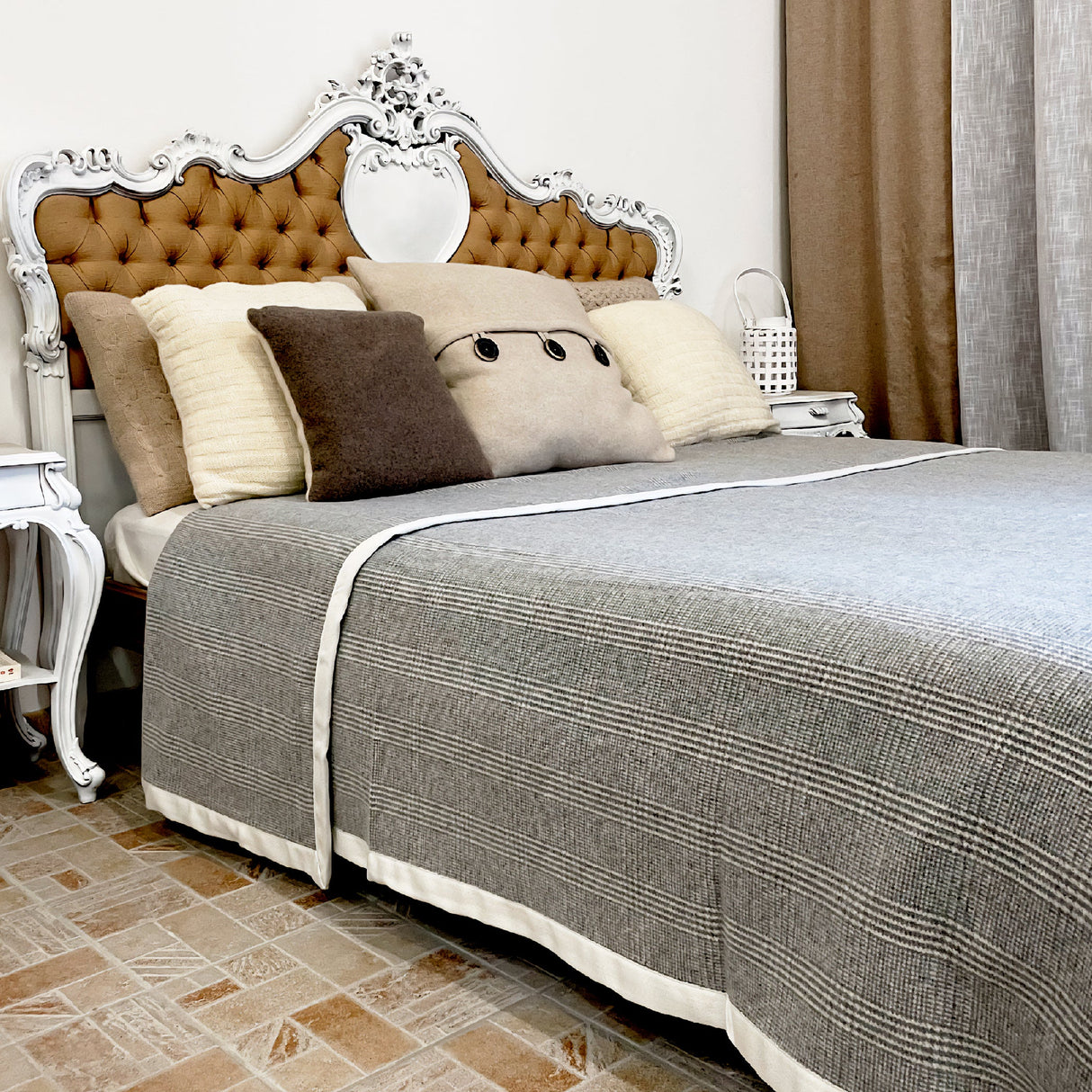 Coperta in Cashmere Tinta Unita - Kate Coperta Lisola Singolo Grigio