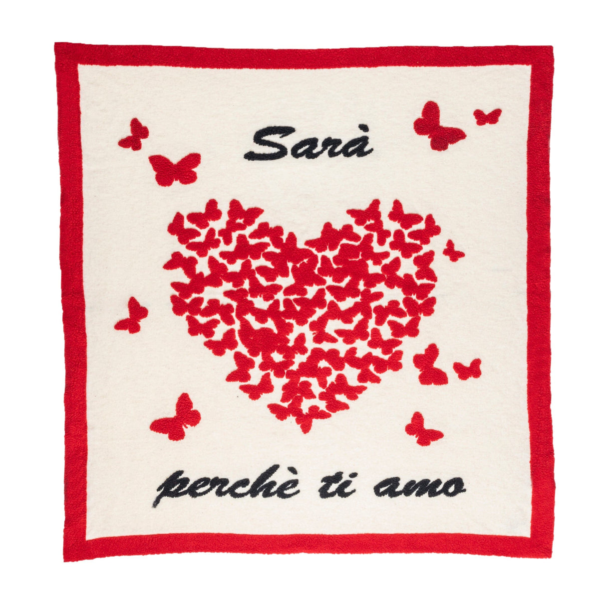 Coperta in Lana Cotta - Love in Butterfly Coperta i nastri di Mirta Singolo