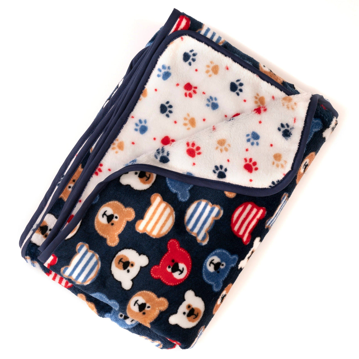 Copertina in Micropile - Paw Copertina Lisola Baby Carrozzina Blu/Panna