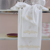 Coppia Asciugamani in Spugna di Cotone con Inserti Macramè - Ivonne Coppia di spugna Blumarine Beige