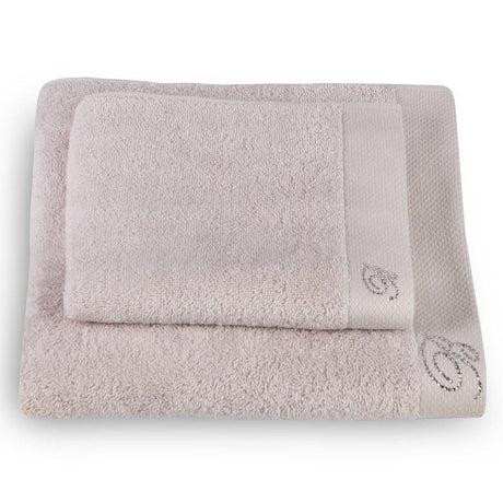 Coppia di Asciugamani in Puro Cotone Tinta Unita - Blumarine Coppia di spugna Blumarine Ghiaccio