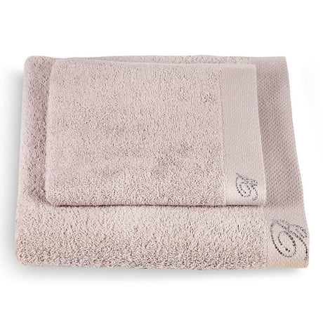 Coppia di Asciugamani in Puro Cotone Tinta Unita - Blumarine Coppia di spugna Blumarine Nocciola