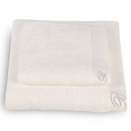 Coppia di Asciugamani in Puro Cotone Tinta Unita - Blumarine Coppia di spugna Blumarine Perla