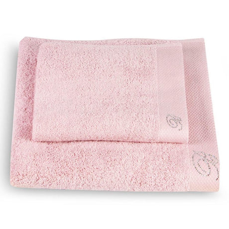 Coppia di Asciugamani in Puro Cotone Tinta Unita - Blumarine Coppia di spugna Blumarine Rosa