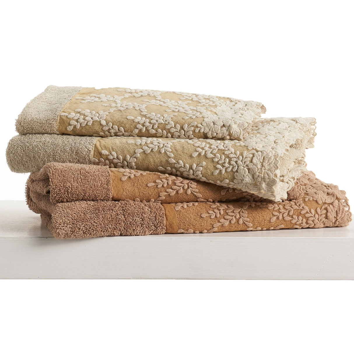 Coppia di Asciugamani in Spugna con Balza in Pizzo - Alessia Coppia di spugna Lisola