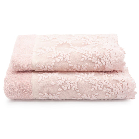 Coppia di Asciugamani in Spugna con Balza in Pizzo - Alessia Coppia di spugna Lisola Malva