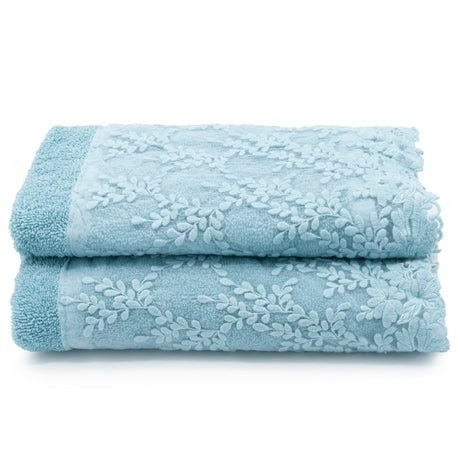 Coppia di Asciugamani in Spugna con Balza in Pizzo - Alessia Coppia di spugna Lisola Turchese