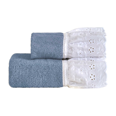 Coppia di Asciugamani in Spugna Con Balza in Pizzo Sangallo - Lily Coppia di spugna Lisola Polonia