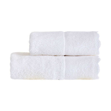 Coppia di Asciugamani in Spugna Con Balza in Pizzo - Sirya Coppia di spugna Lisola Bianco