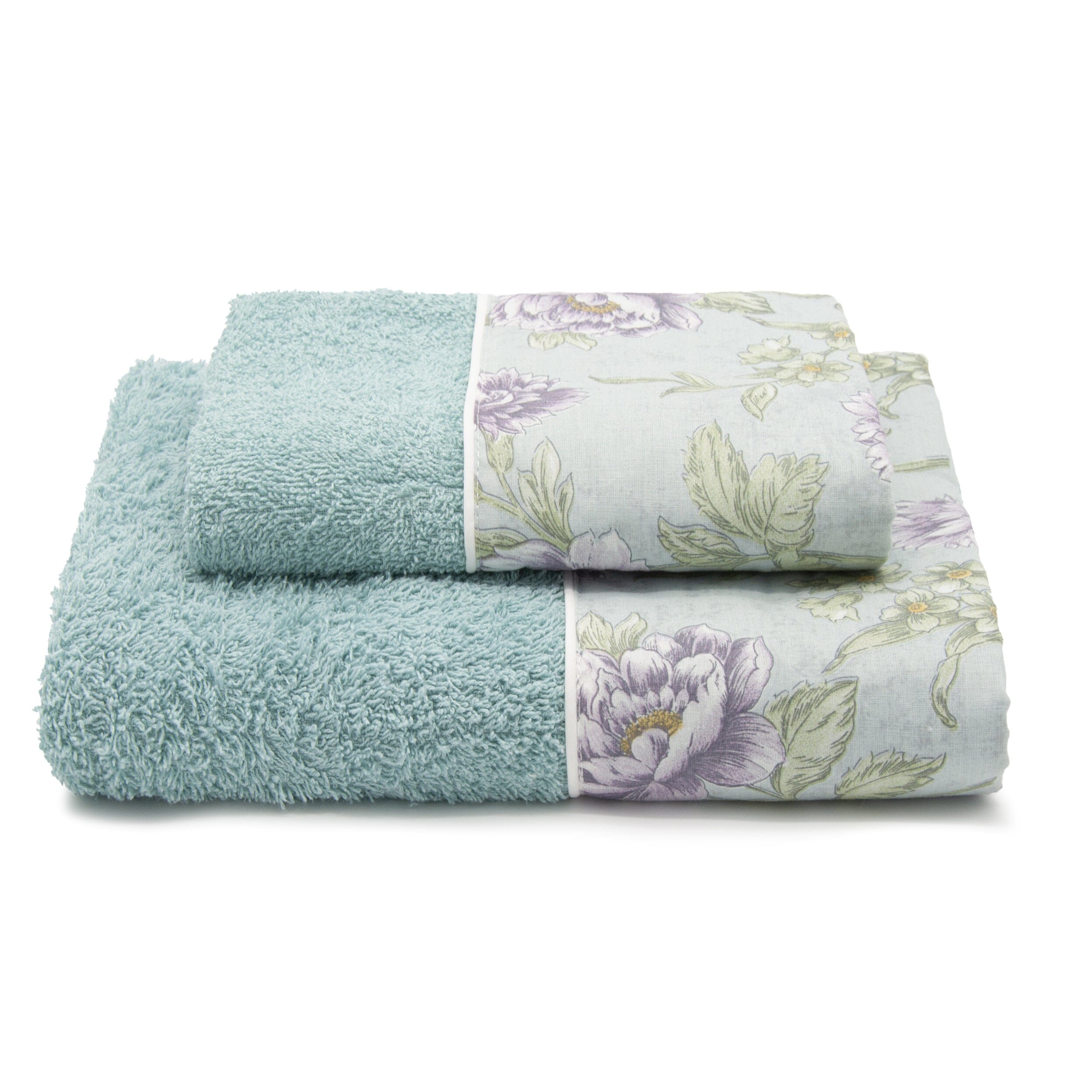 Coppia di Asciugamani in Spugna di Cotone con Balza Foliage - Rosy Coppia di spugna Lisola Persia