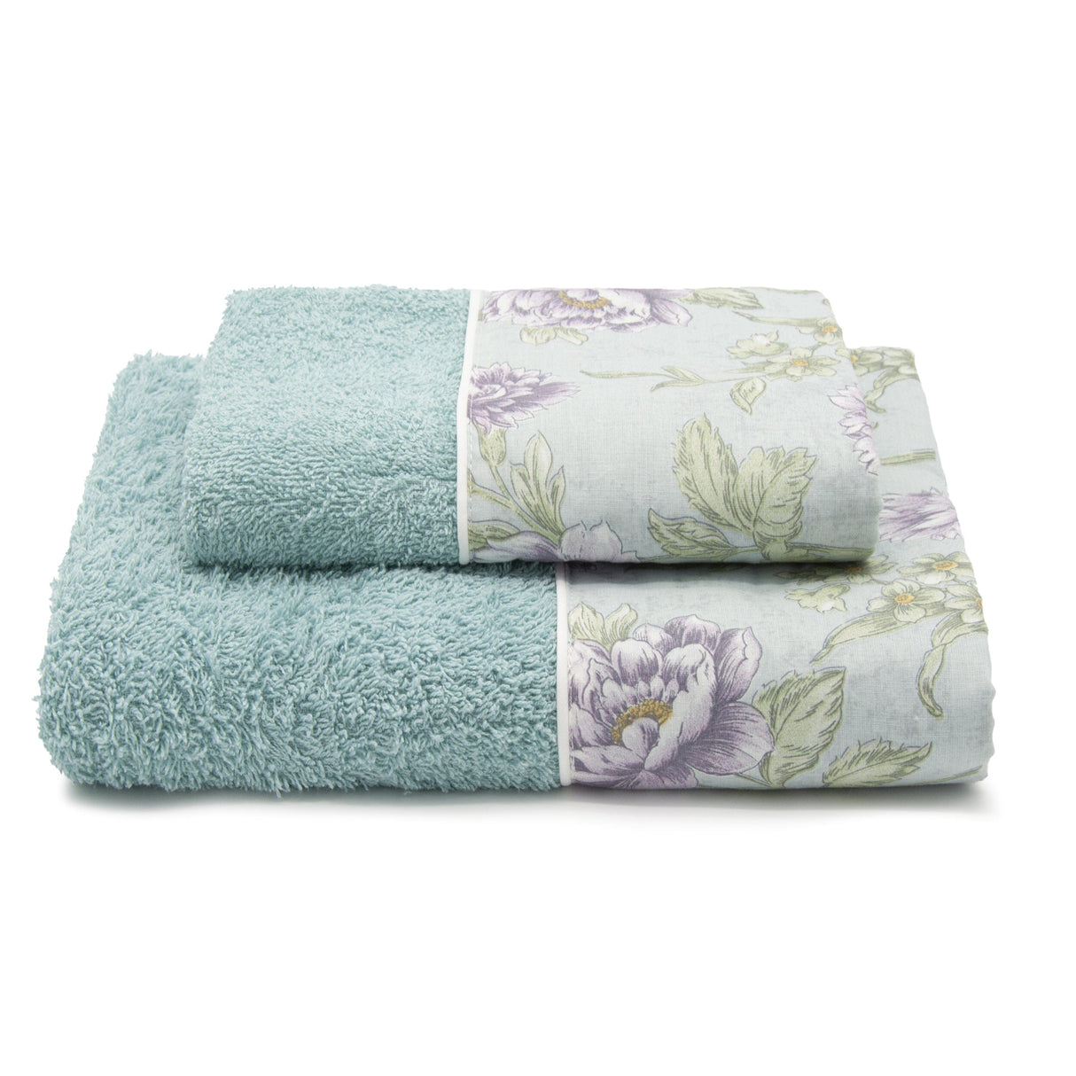 Coppia di Asciugamani in Spugna di Cotone con Balza Foliage - Rosy Coppia di spugna Lisola Persia