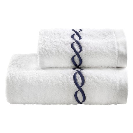 Coppia di Asciugamani in Spugna di Cotone con Greca Ricamata - Zeus Coppia di spugna Lisola Blu Navy