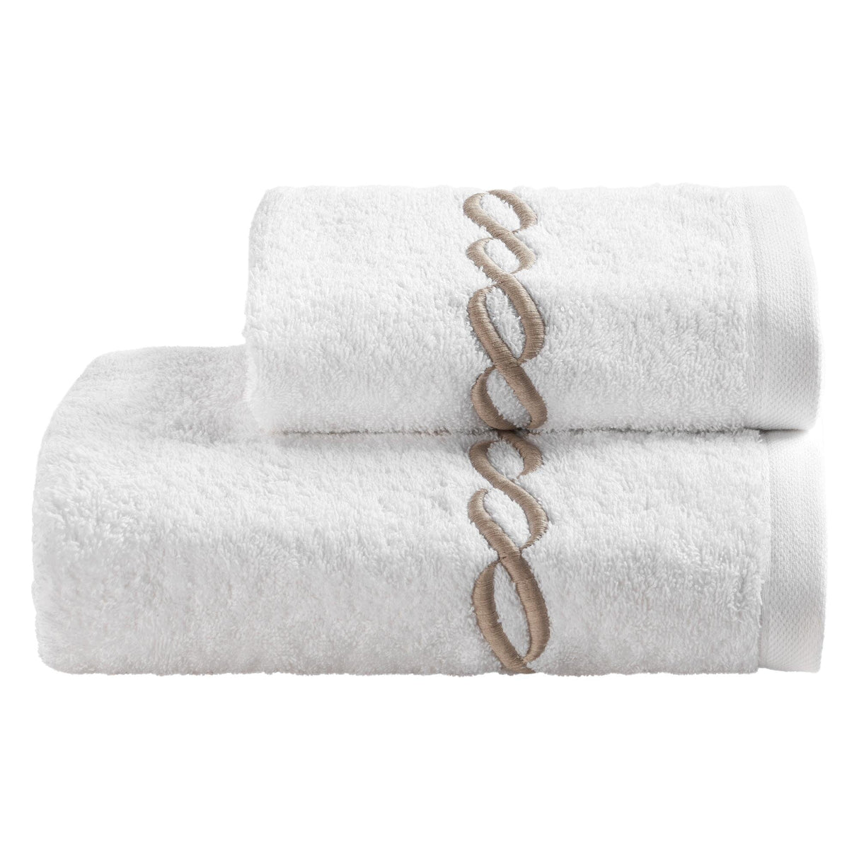 Coppia di Asciugamani in Spugna di Cotone con Greca Ricamata - Zeus Coppia di spugna Lisola Corda