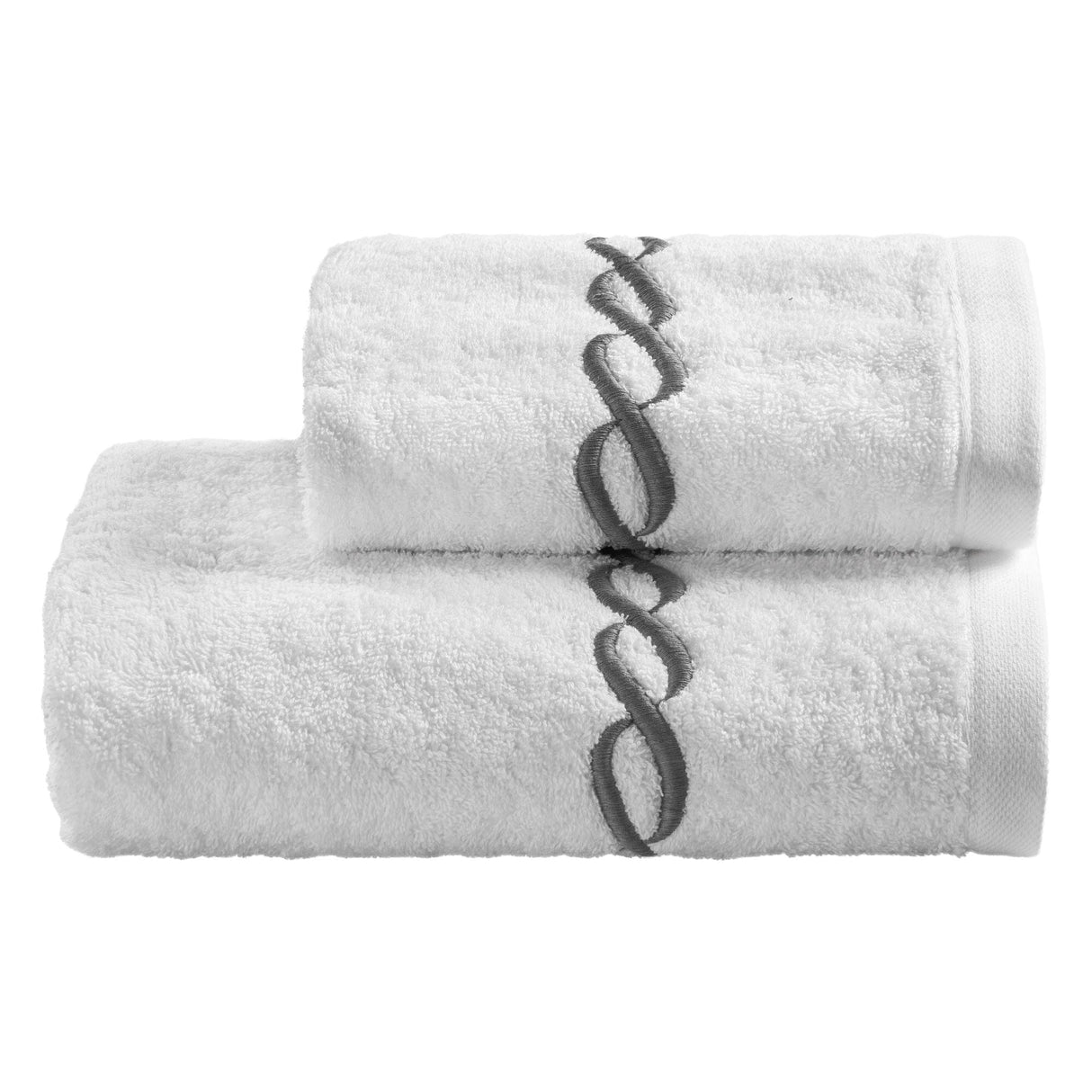 Coppia di Asciugamani in Spugna di Cotone con Greca Ricamata - Zeus Coppia di spugna Lisola Grigio