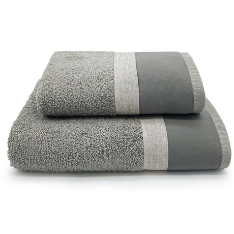 Coppia di Asciugamani in Spugna di Cotone - Gea Coppia di spugna Lisola Verde