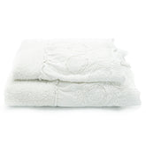 Coppia di Asciugamani in spugna di cotone StoneWashed con pizzo - Betty Coppia di spugna Creole Home Bianco