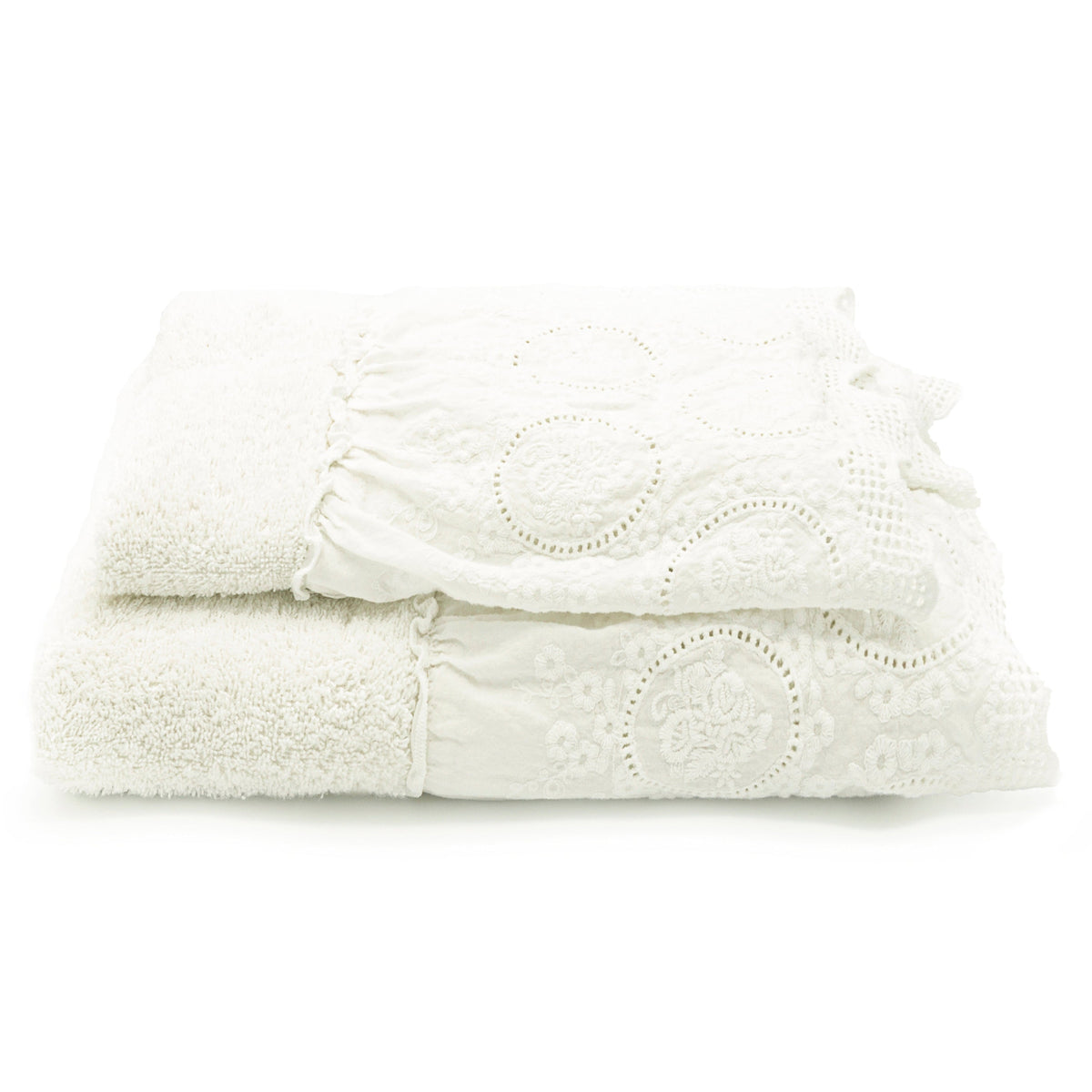 Coppia di asciugamani in spugna di cotone bianca