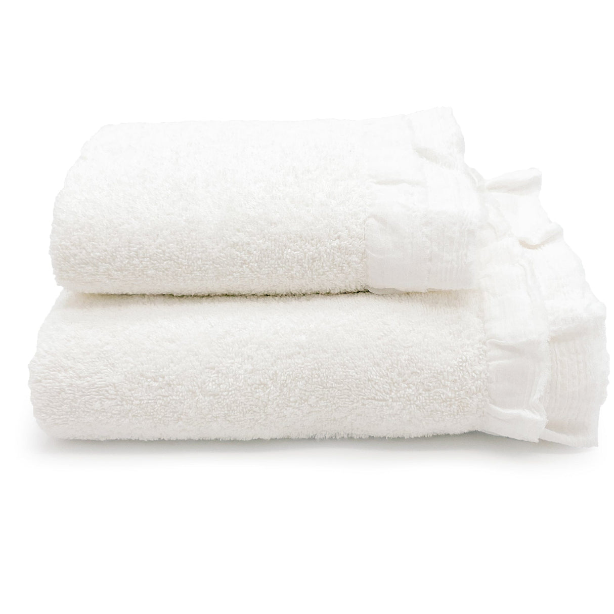 Coppia di Asciugamani in Spugna di Cotone - Voile Coppia di spugna Lisola Panna