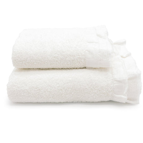 Coppia di Asciugamani in Spugna di Cotone - Voile Coppia di spugna Lisola Panna