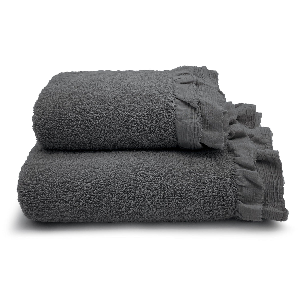 Coppia di Asciugamani in Spugna di Cotone - Voile Coppia di spugna Lisola Piombo