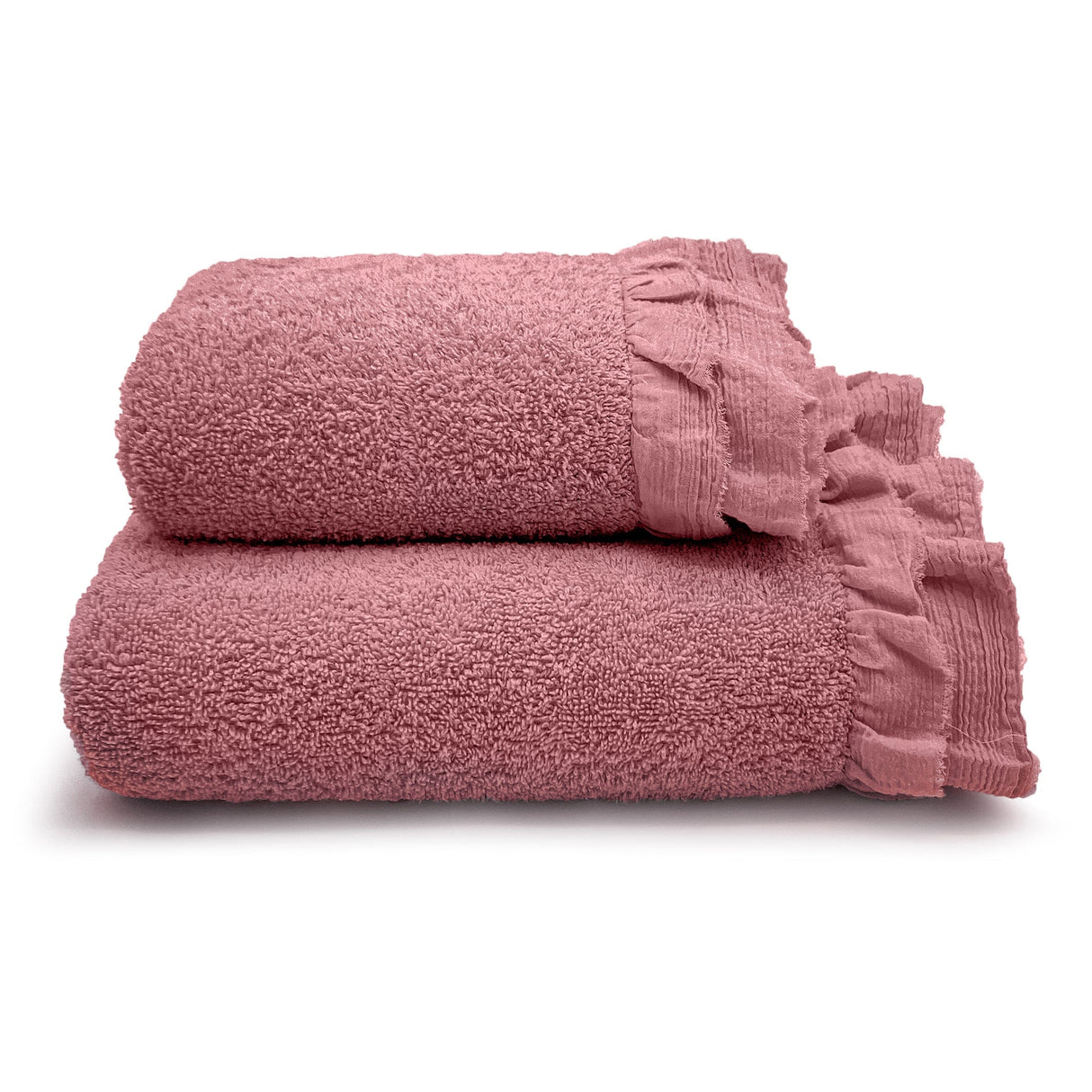 Coppia di Asciugamani in Spugna di Cotone - Voile Coppia di spugna Lisola Rosa Antico