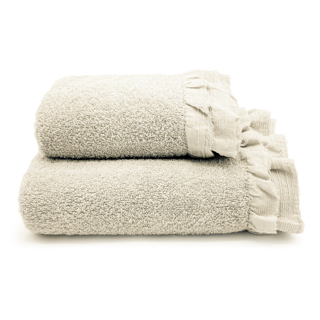 Coppia di Asciugamani in Spugna di Cotone - Voile Coppia di spugna Lisola Sabbia