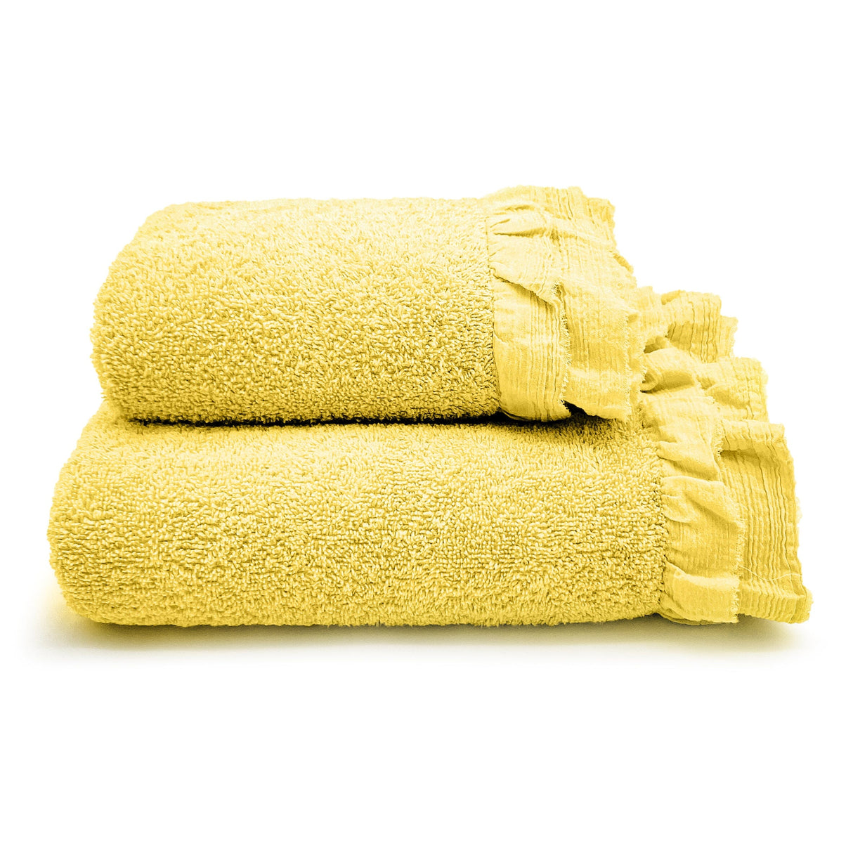 Coppia di Asciugamani in Spugna di Cotone - Voile Coppia di spugna Lisola Senape